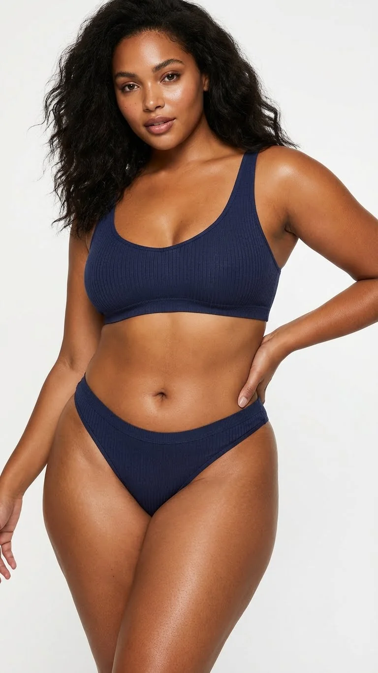 Fitilli (Ribbed) Ribana Tanga Midnight Navy - Fitilli (Ribbed) Ribana Kumaş Detayı